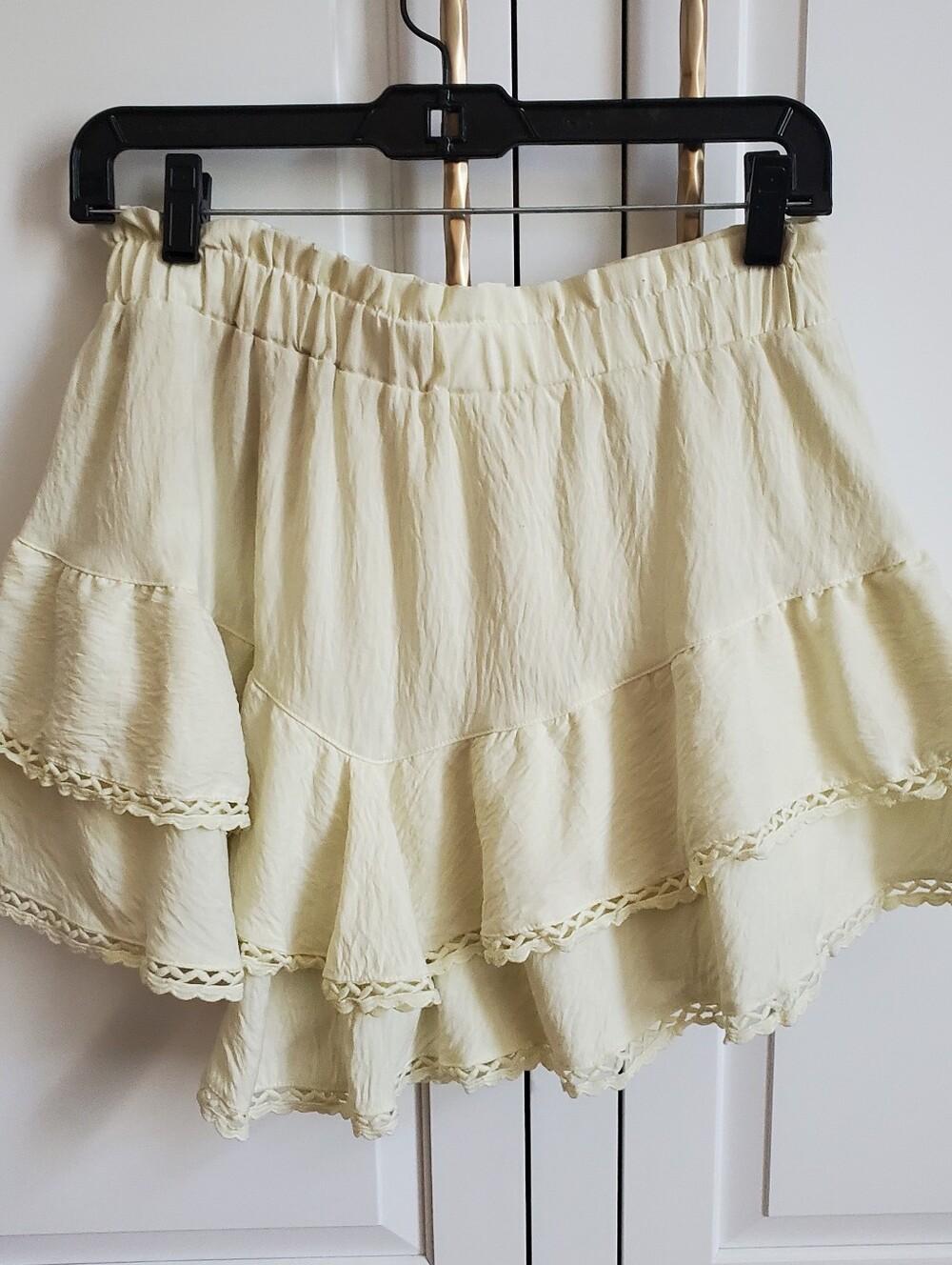Light Yellow Ruffle Mini Skirt Skort
